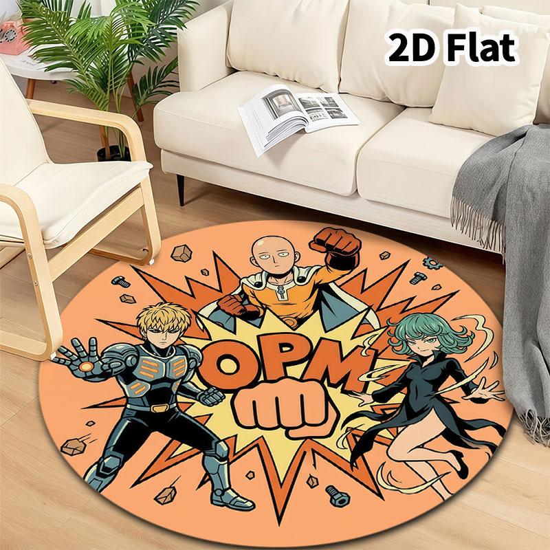 Onepunch Man Round Area Rug Carpet Rug For Living Room Bedroom Sofa Playroom Decor Nonslip Floor Mat