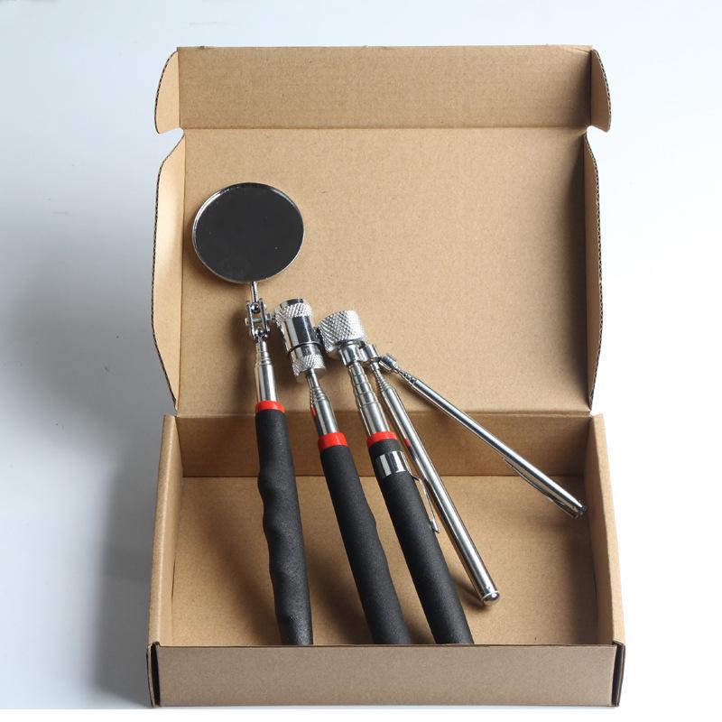 5-Piece Car Inspection Kit: Lighted Undercarriage Mirror, Telescopic Magnetic Pickup Tool, Reflective Chassis Mirror
