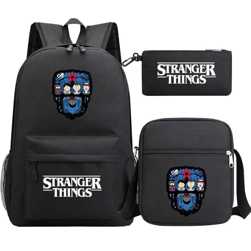Stranger Things Star Printing Teen Student School Bag Three-Piece Men'S And Women'S Backpack