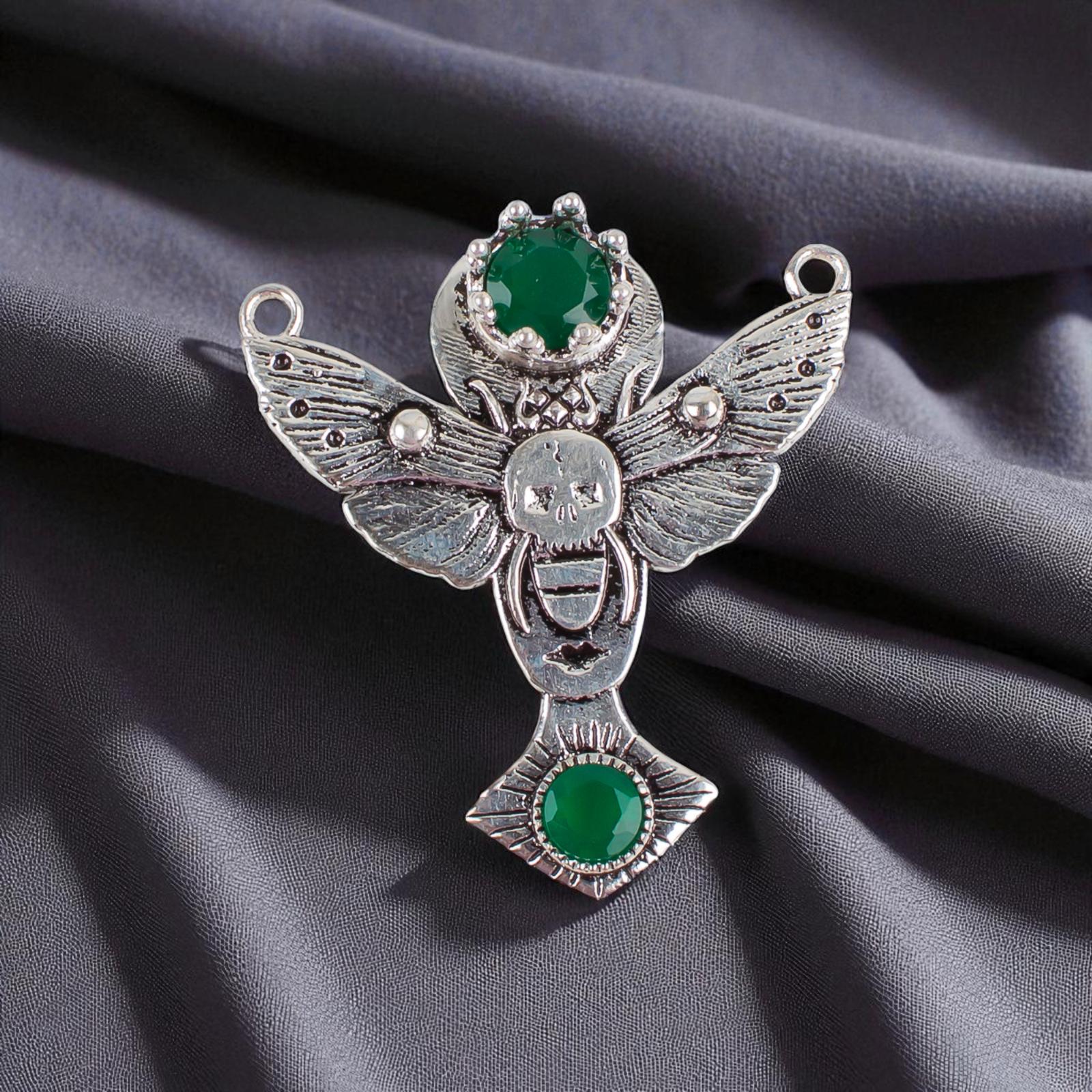 

Зеленый Оникс Драгоценный Камень 925 Стерлинговое Серебро Ювелирное Изделие Подвеска 1,5 Подарок на Юбилей CP-10-15