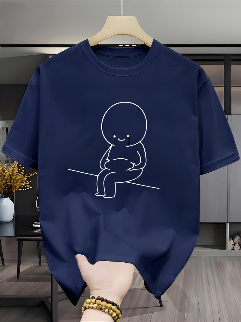 Sad About Gaining Weight Again Graphic Tshirt Unisex Unisex Simple Sad Cartoon Character Short Sleeve Daily Casual Streetwear Tops