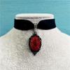 Halloween Red Glass Necklace With Rose Pendant Gothic Style For Men And Women