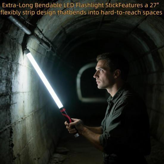 Flexible LED Light Stick 27 Inch Rechargeable Flashlight with High Lumen And 3 Brightness Modes Hands-Free Positioning Lamp for Car Repairs