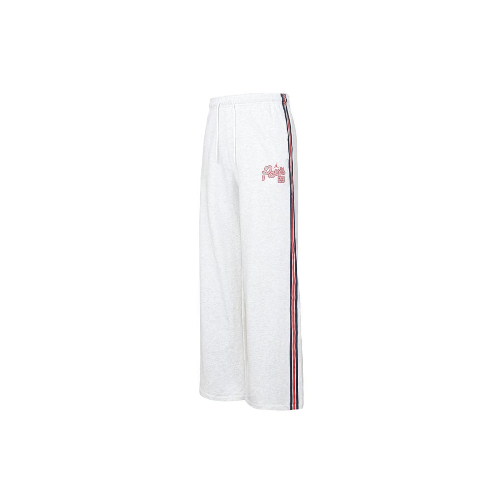 Jordan Paris Saint-Germain Co-Branded Striped Knit Fleece Lined Sweatpants For Winter Women Bottoms White DM4984-051