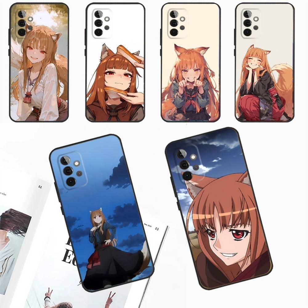 Anime S-Spice and Wolf Phone Case For Samsung Galaxy A73,31,32,72,41,53,52,71,22,5G,Note,J7,8,9 Soft Black Cover