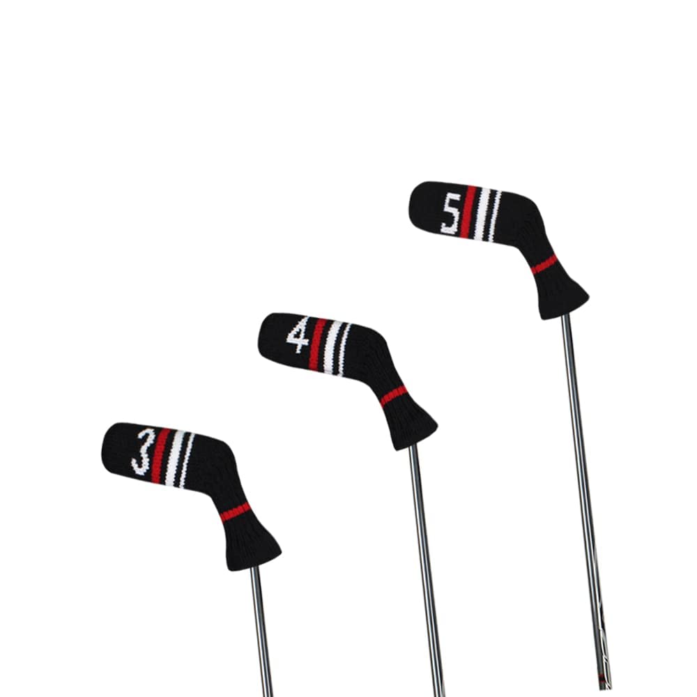 Scott Edward 10-Piece Golf Iron Headcovers, Cute Sock-Shaped, Washable, Durable Golf Club Head Protectors, Black