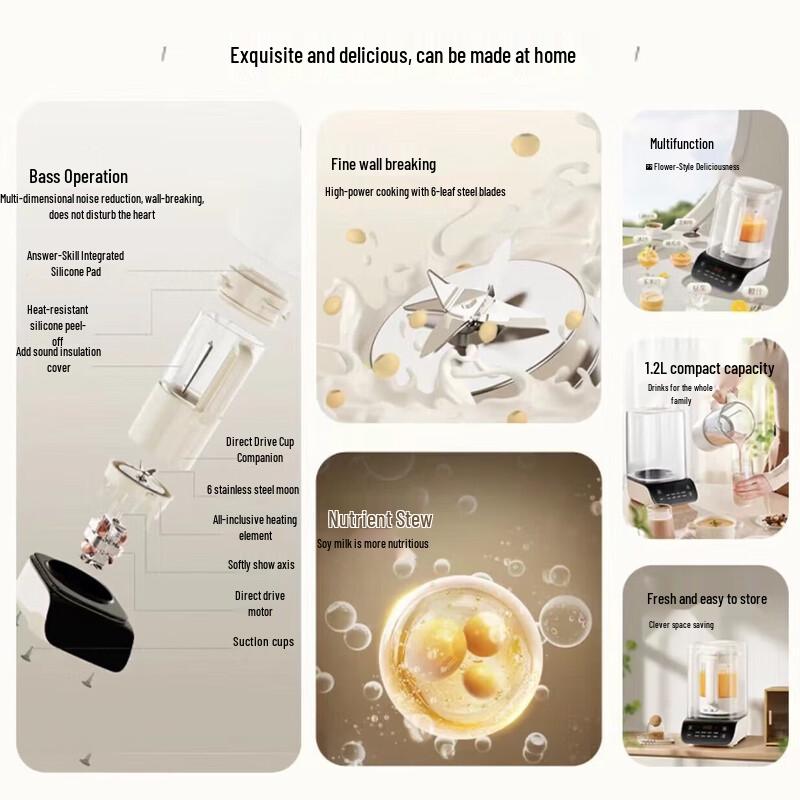 Supor 1.2L Smart Low-Noise Blender & Soy Milk Maker CN plug (adapter included)