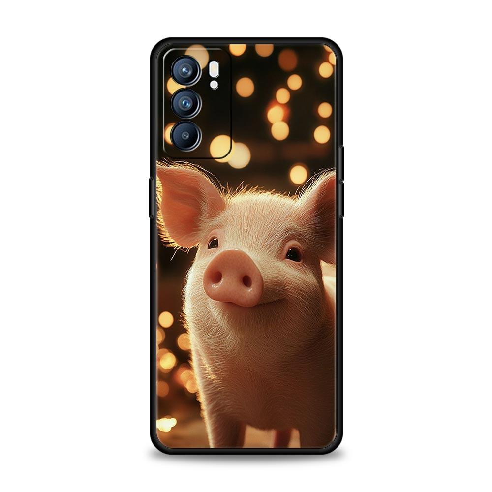Cute Pig Phone Case For Oppo A17 A31 A54 A57 A78 A79 A98 Find X5 X6 Reno 6 7 8 10 11 12 13 F Pro 5G Soft TPU Cover Fundas Capas