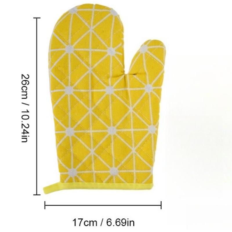 1PC Thickened Thermal Insulation Gloves Kitchen Microwave Oven Anti-scalding Baking Cotton and Linen Gloves