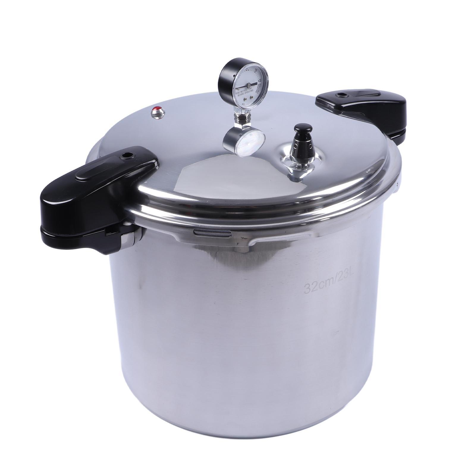 Oală sub presiune, Oală sub presiune din aliaj de aluminiu de 23 litri cu manometru și capac, Oală sub presiune, Compatibilă cu plite pe gaz și inducție, Ele