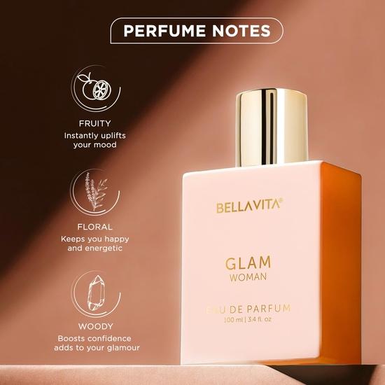 Bella Vita Luxury GLAM Woman Eau De Parfum with African Orange, Jasmine & Patchouli|  & Woody Fragrance EDP for Women, 100ML
