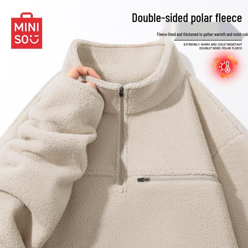 

MINISO Men s Half-Zip Fleece Lined Pullover Sweatshirt XL