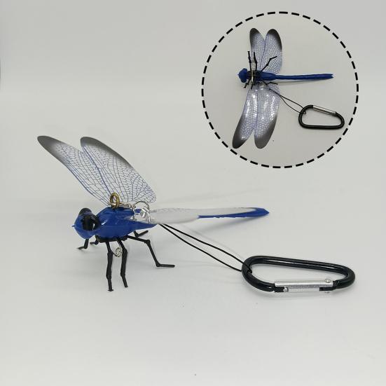 Falešná dekorace vážky s karabinou Přenosný venkovní kempingový komár Odpuzovač much Simulovaný 3D