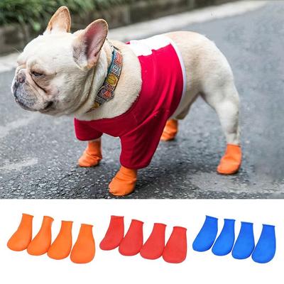 4Pcs Anti-slip Pet Rain Boots Balloon Rubber Dog Shoe Covers  for Small Dog Chihuahua  Large Dogs