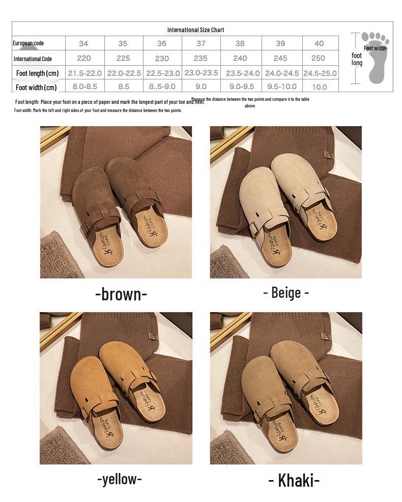 2025 Cork Birkenstocks Half Slippers: Women's & Men's Retro Closed Toe Slip-ons for Casual Outdoor Wear