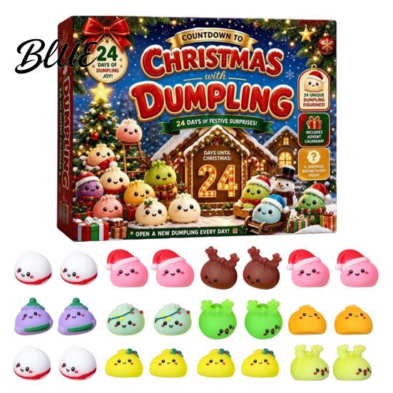 Sensory Relief Gifts for Classmates 2026 Christmas Dumplings Advent Calendar with 24 Mini Bun Squeeze Party Supplies Students Toys Festive Countdown