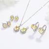 Women Jewelry Set 2ct Oval Pigeon Egg Diamond Ring High Carbon Ice Cut Earrings Yellow Diamond Pendant Necklace