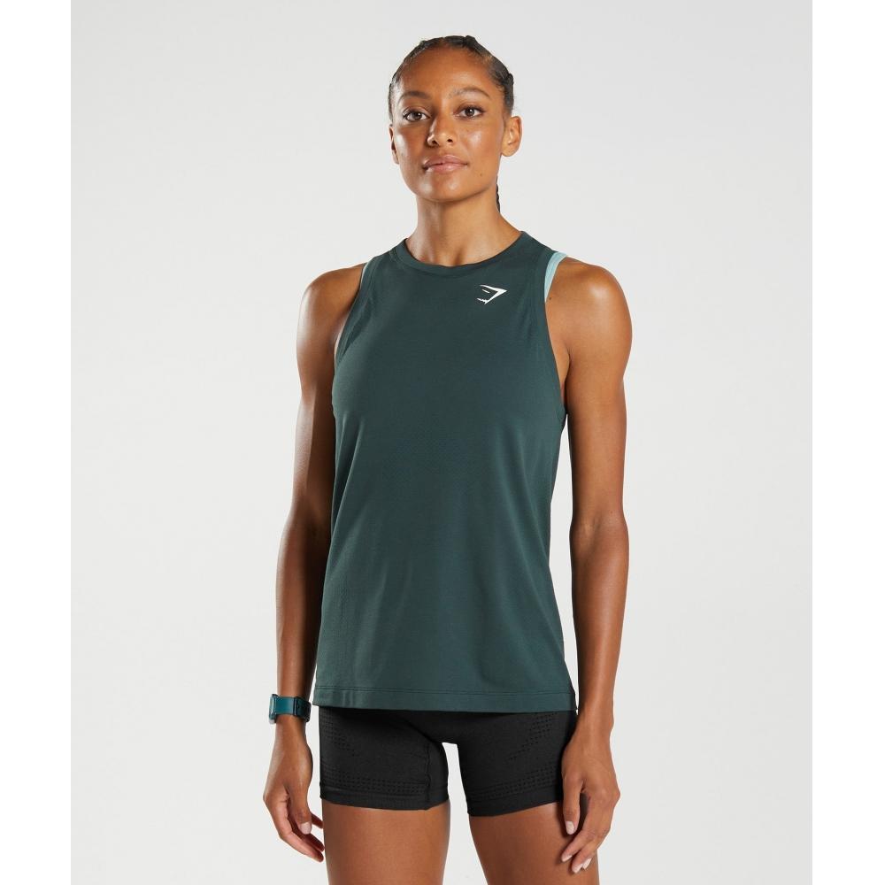 

GYMSHARK Vital Seamless 2.0 Light Tank Woodland Green Marl B3A2Q EBTF XS