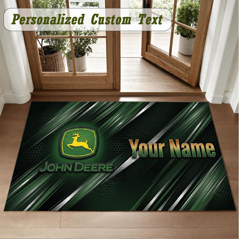 Crystal Velvet Square Rug Custom NameJohn Deere Pattern Non Slip Home Floor Decor Rug