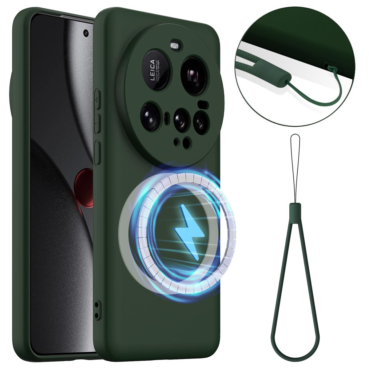 

Для Xiaomi 15 Ultra Чехол Совместимый с MagSafe Противоударный Чехол для Телефона из Жидкого Силикона Dark Green