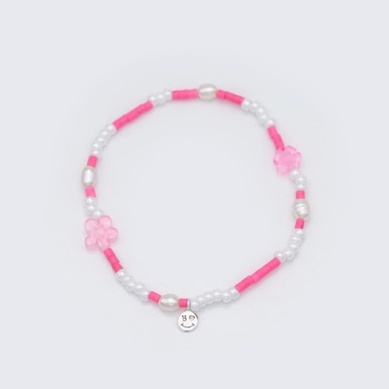 BONBEAU Water Pearl Flower Charm Beads Bracelet Freshwater Pearl Mini Smile Flower Charm Beads Bracelet