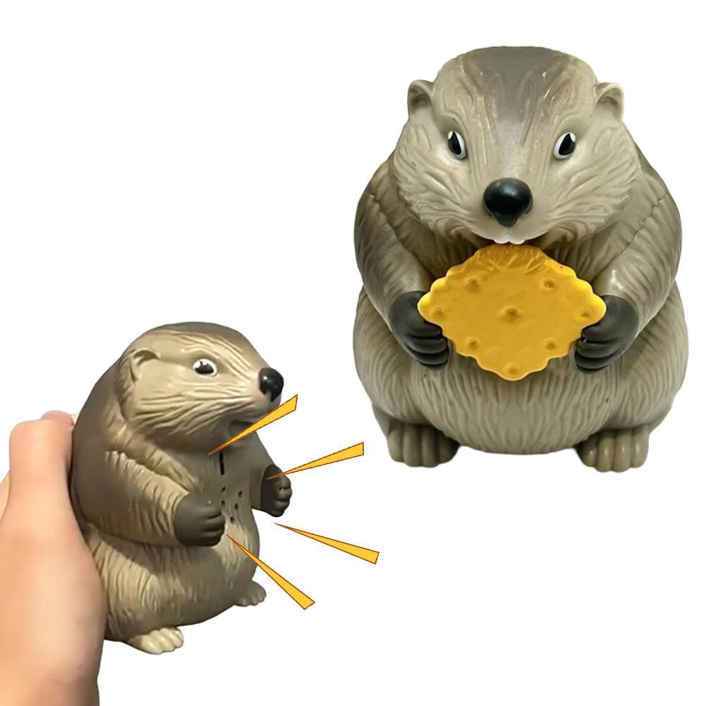 Screaming Groundhog Sound Toys Hamster Fat Cute Action Figure Toys Sculpture For Home Office