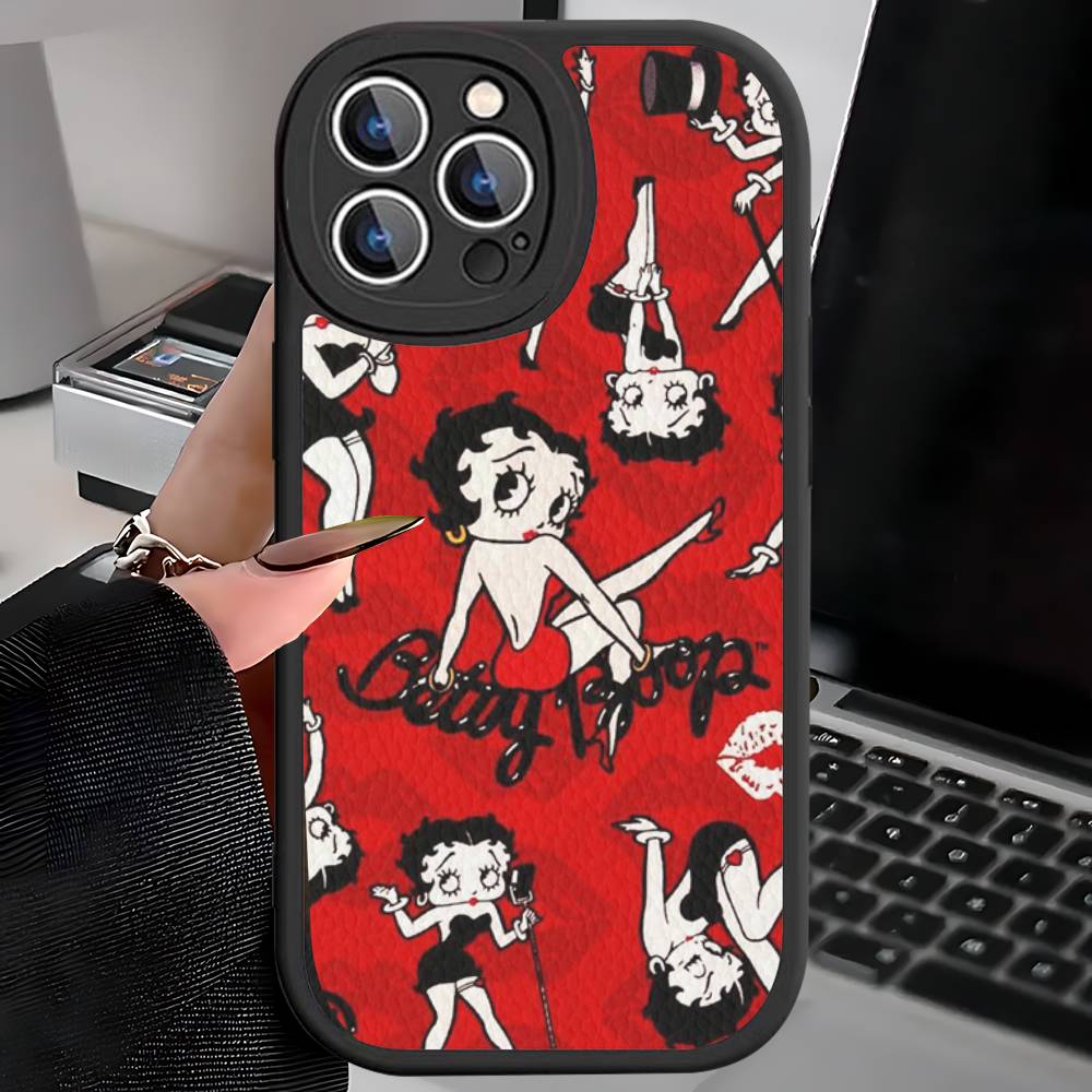 

Animation B-Betty Boop Phone Case For IPhone 16 15 14 13 12 11 Pro Max Plus Leather Cover iPhone 15