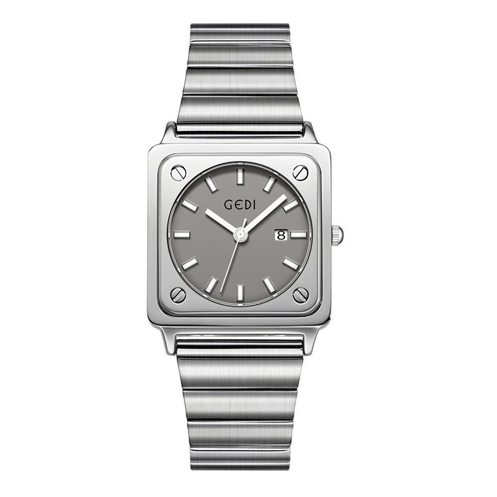 

Minimalist Womens Square Quartz Watch With Water Resistance For Casual Wear серый