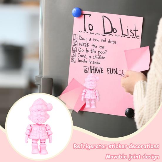 Yousheng Santa Fridge Magnet Movable Joints Christmas Ornaments 3D Printed Festive Fridge Decor Unique Party Gift