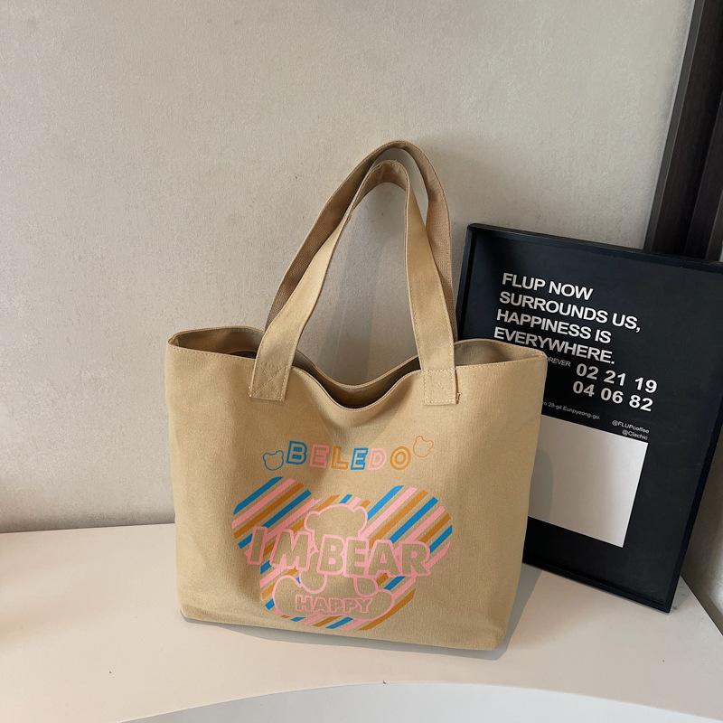 Casual large-capacity canvas bag women's  new alphabet printed tote bag student class shopping bag bag