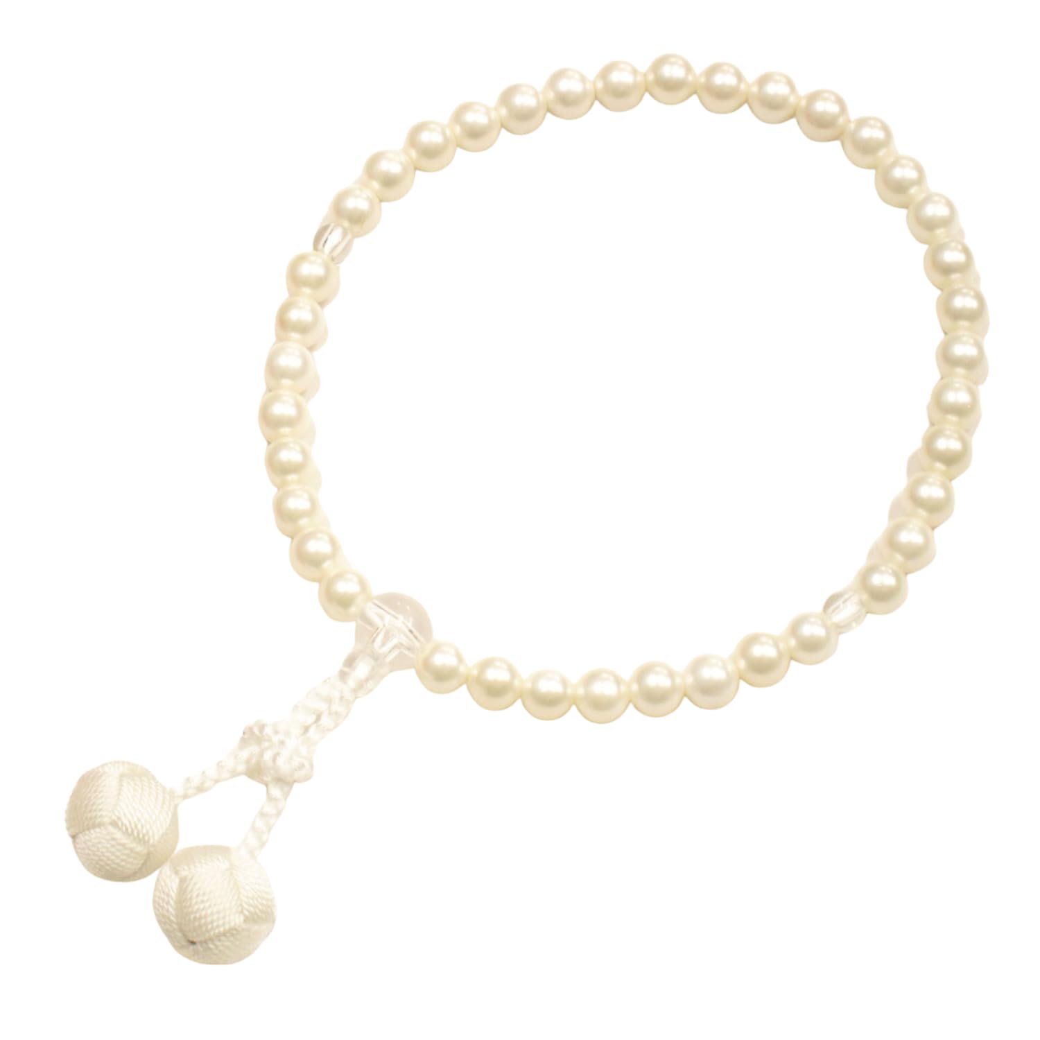 Nenjudo in White Shell Pearl Prayer Beads with Crumpled Tassels Prayer Bead Suitable for All Made in Japan for Prayer Beads Over 80 Prayer Bead  Made