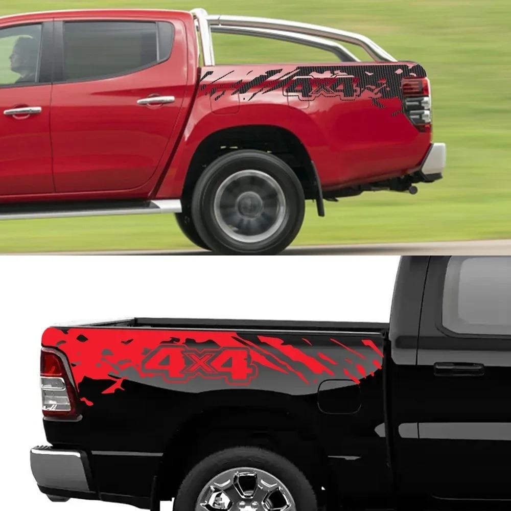 Car Sticker Pickup Trunk Side Decal For Mitsubishi L200 Triton Nissan Navara Ford F150 Universal Graphics Splash 4X4 Decor Cover