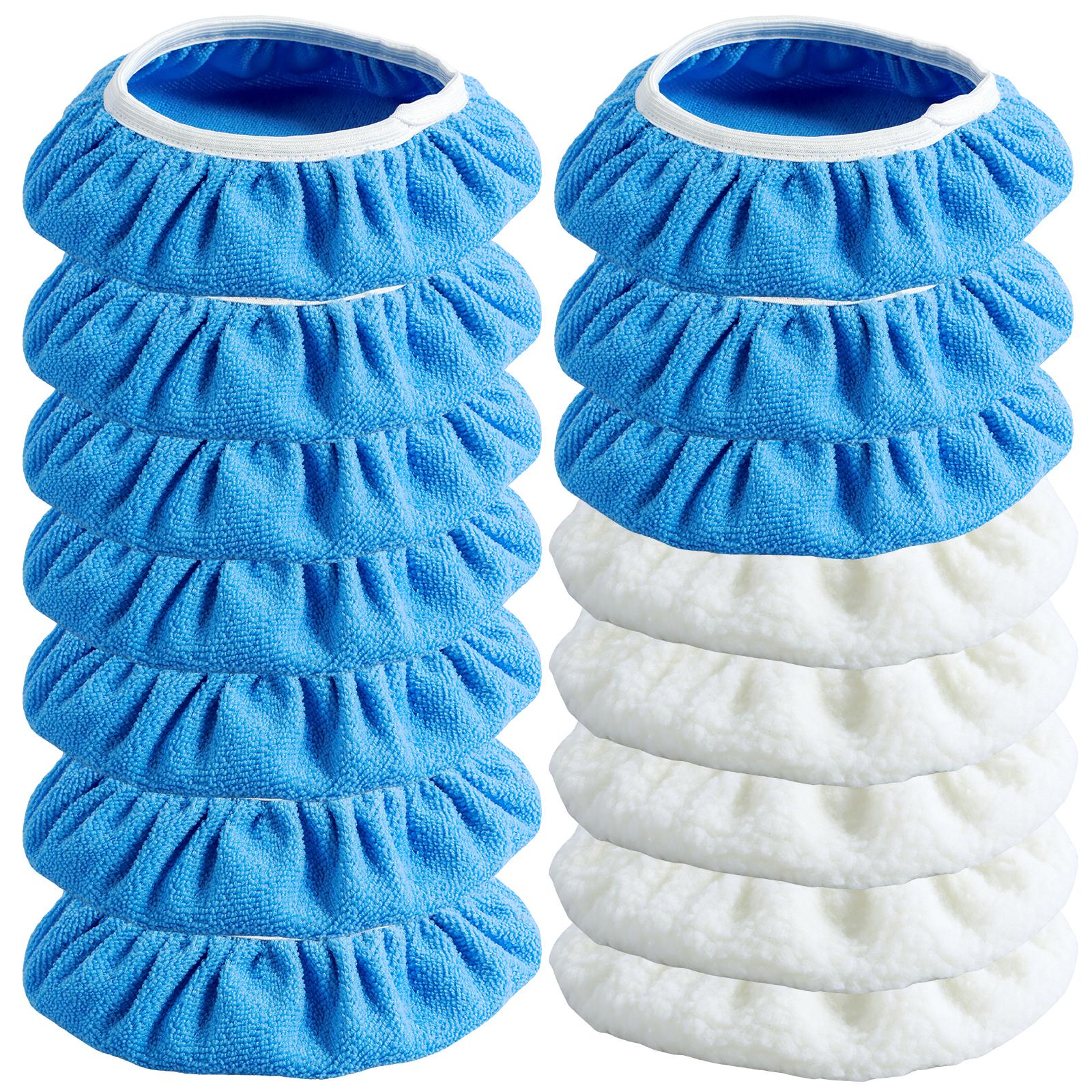 

15 Car Polishing Pads 7-8 inches/9-10 inches Reusable Car Cleaning Polishing Pads with Ultra-Fine Fibers and Wool Polishing