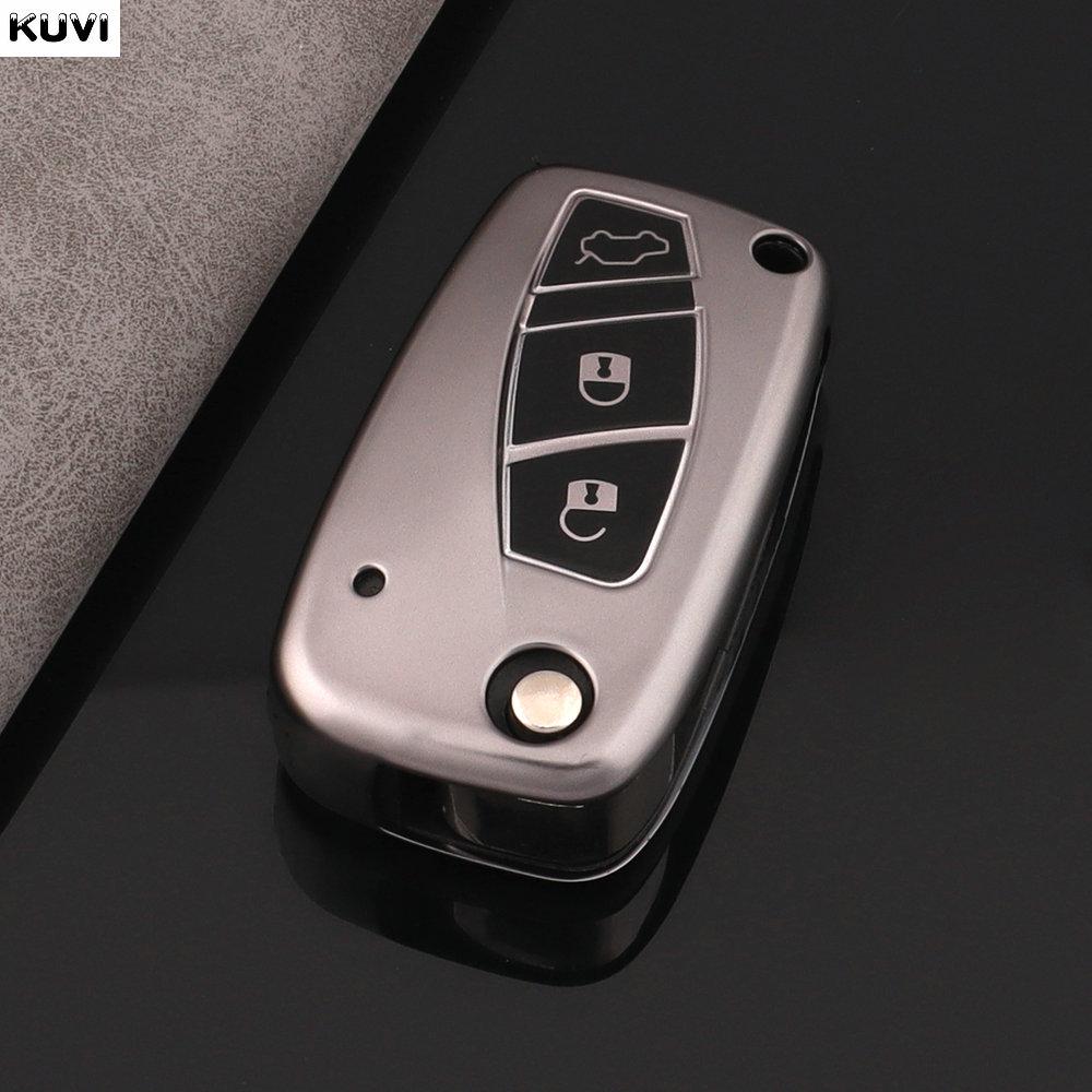 New TPU Car Flip Key Case Cover for FIAT 500 Panda Stilo Ducato Punto Doblo Bravo 3 Buttons Protected Holder Fob Bag Accessories