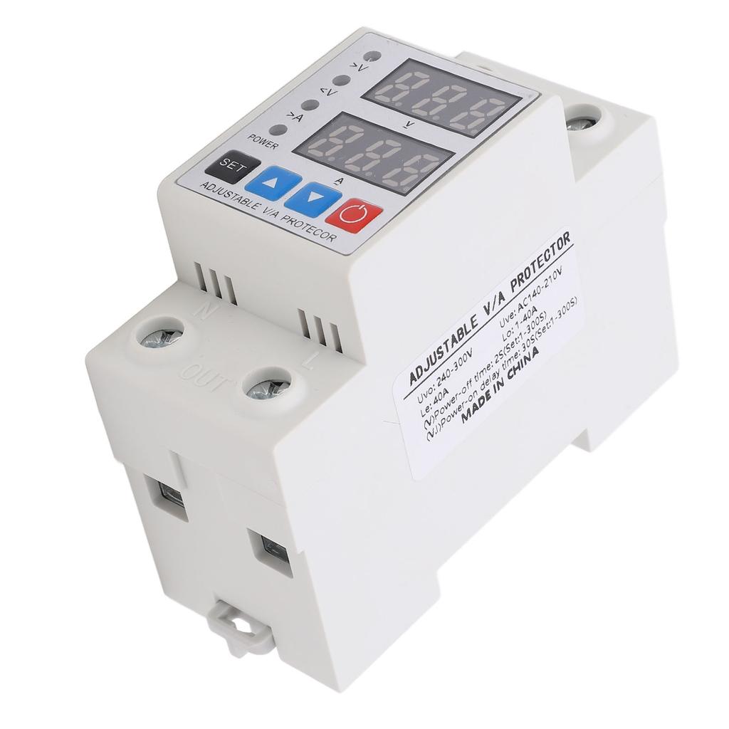 Over Under Voltage Protective Device Adjusting Dual Display Overcurrent Overload Arrester 40A 240V‑300V