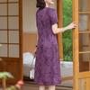 Summer Dress Women Plus Size Short Sleeve Vintage Long Dress Casual Middle-aged Women's Clothing