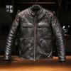 Beckham Beckham tea core cowhide leather jacket men's casual locomotive stand-up collar Ami Kaji leather jacket