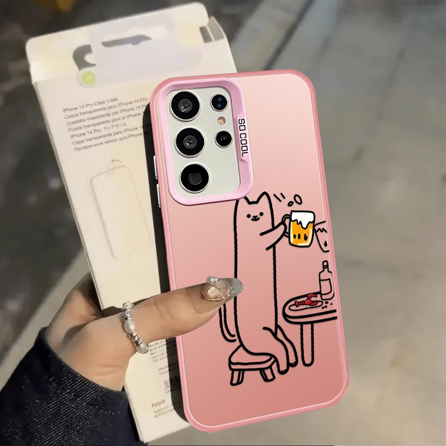 Funny Cat Clear Couple Paired Back Phone Cover Case for Samsung Galaxy A54 A72 A51 A52 A04 A05 A71 A03 A06 A07 A50 A10 A20 A56