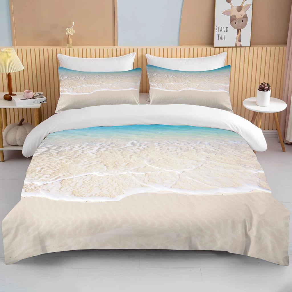 Ocean Povlečení Sada Pobřeží Pláž Povlečení Sada Modrá Hvězdice Sada do Postele Děti Teen Skořápka Domácí Textil Letní Přehoz Prošívaná Přikrývka