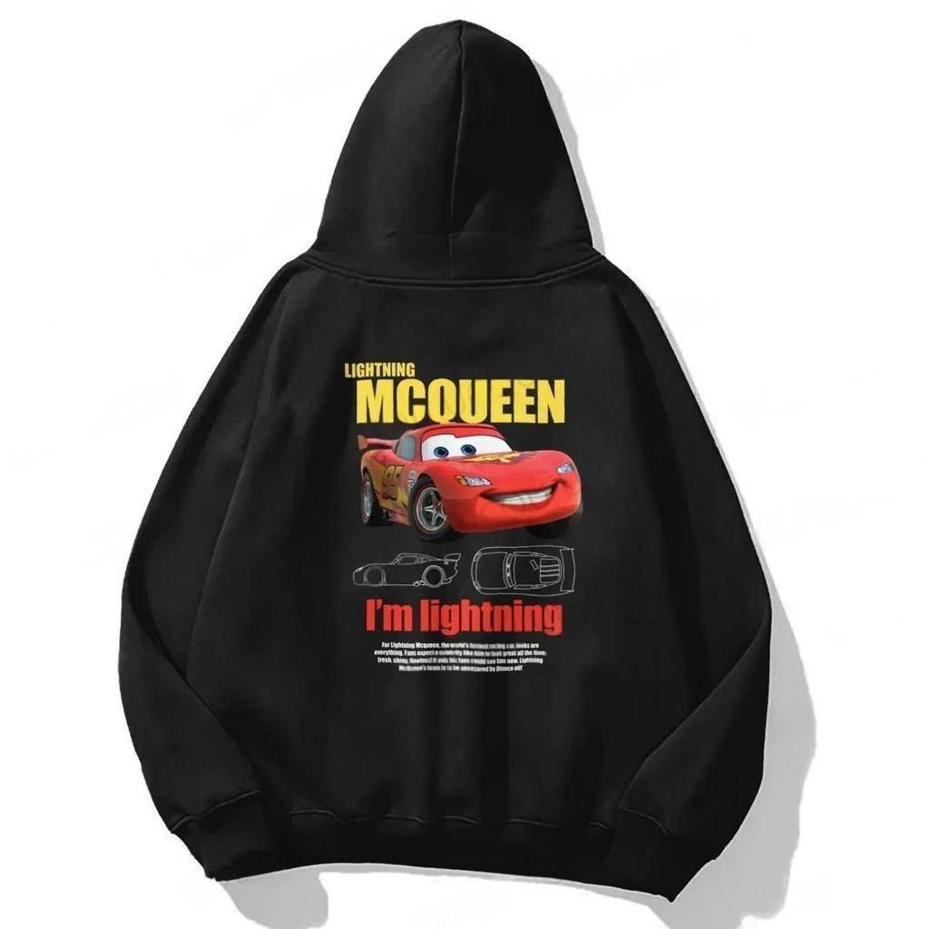Autos Cartoon Print Hoodies Lightning McQueen Hoodies Oversized Anzug Herren Damen Sweatshirt Partneroutfit Kleidung