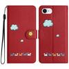 Book-style Flip Cover with Cartoon Animal Print Case For iPhone 16E 16 15 Plus 14 13 12 mini 11 Pro Max 10 XS X XR Stand Cover