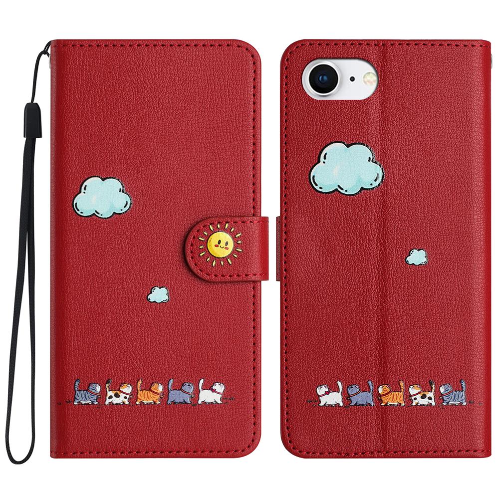 Book-style Flip Cover with Cartoon Animal Print Case For iPhone 16E 16 15 Plus 14 13 12 mini 11 Pro Max 10 XS X XR Stand Cover