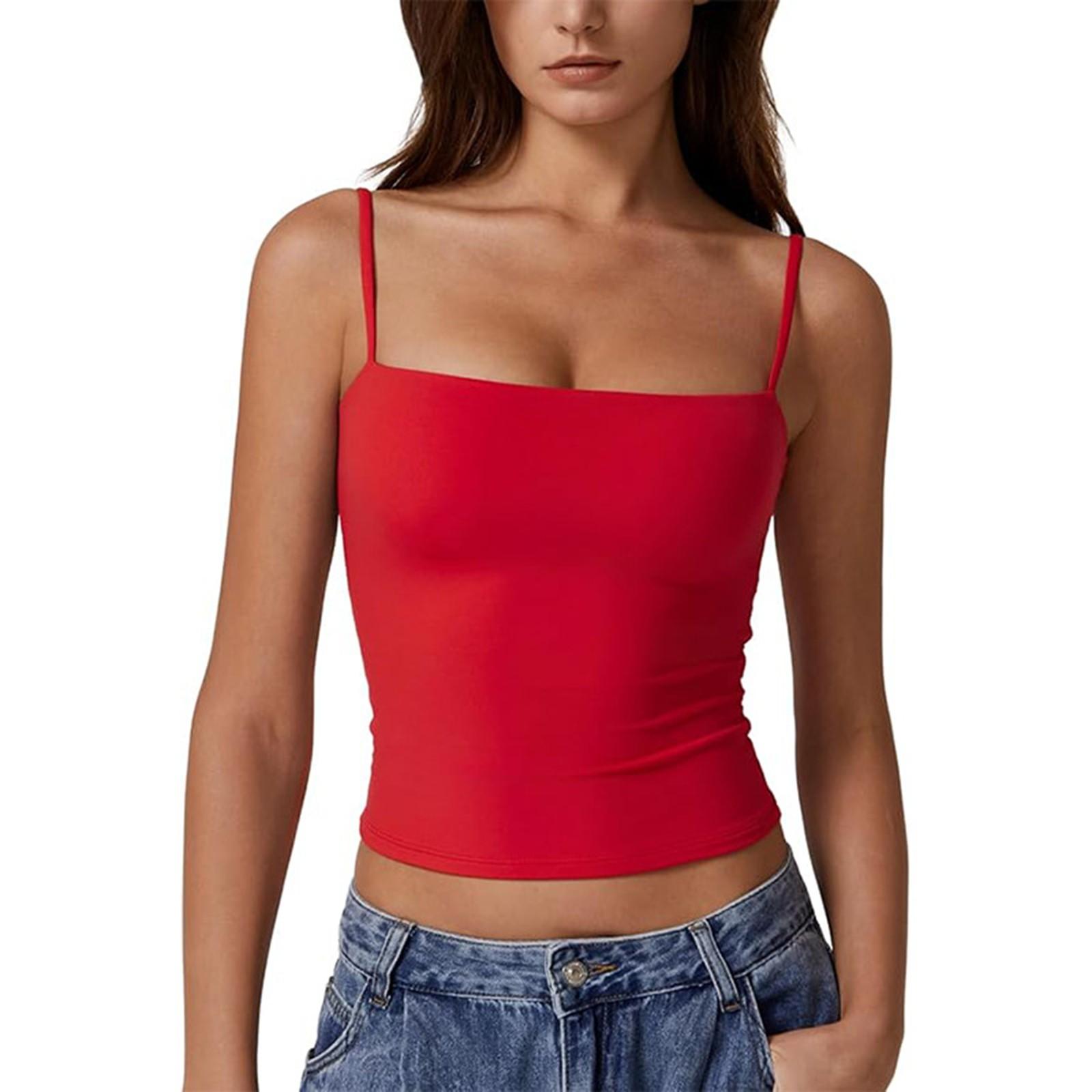 

Женская модная безрукавная сексуальная регулируемая маленькая майка-камисоль однотонная майка XS