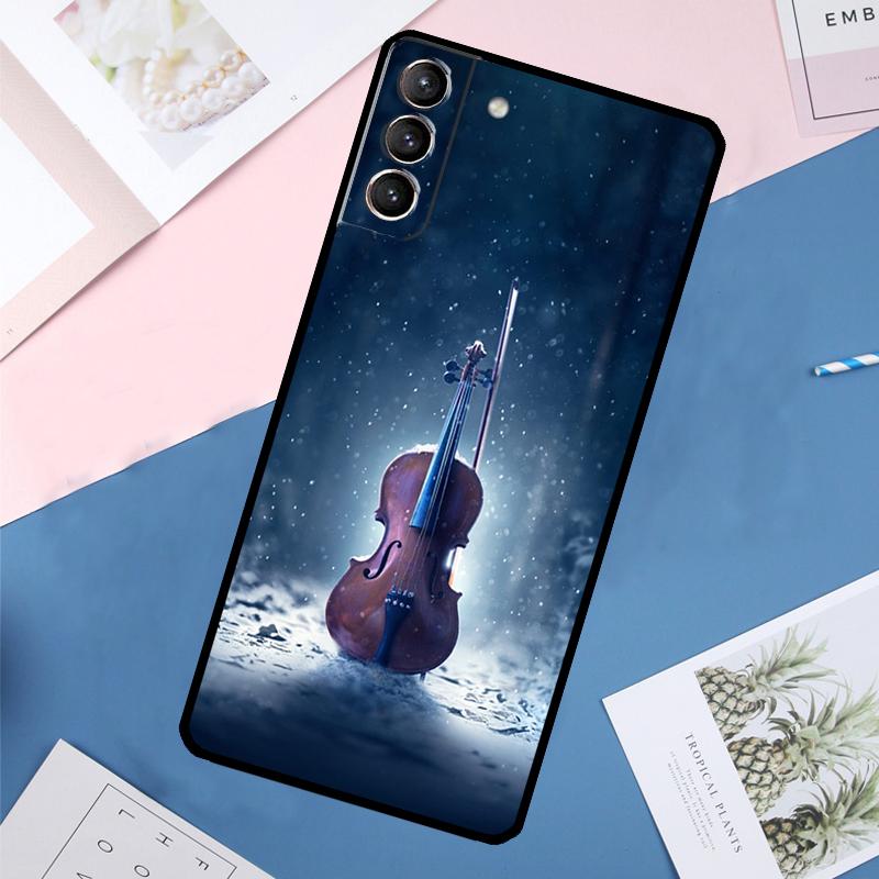 Violin Piano Case For Samsung Galaxy S25 Ultra S24 S23 S22 S21 Ultra S9 S10 Plus S23 FE S25 FE Back Cover