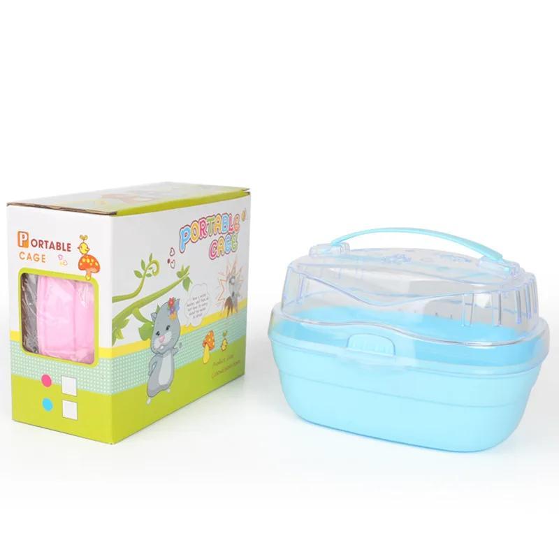 1 Pcs Portable Transparent Hamster Cage With Water Bottle Breathable Travel Carrier Suitable Pets Built-in Water Bottle Feeder