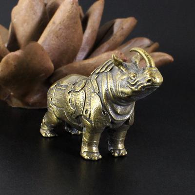 Mini Messing Nashorn Skulptur Zen Schreibtischdeko Auto Ornament Mikrolandschaft Zen Garten Geschenk Schlüsselanhänger Zubehör