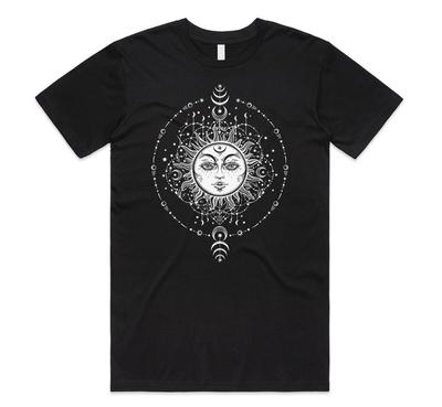 Face Sun Boho Bohemian T-shirt Tee Festival Celestial Summer Gift Hippie 80's