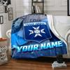 1pc AJ Auxerre Blanket with Custom Name, Gift, for Men and Women, Soft Blanket, Good for Sofa Bed Couch Travel, Lightweight Flannel Blanket