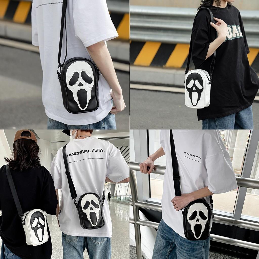 Trendy Ghost Skull Crossbody Bag Small Pu Shoulder Bag For Men And Women
