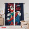 2 Stück, 2D-Flachdruck Kreative Vorhänge Surfender Weihnachtsmann & Rentier Polyestergewebe (ohne Stange) Festlicher Gebrauch für Schlafzimmer, Wohnzimmer